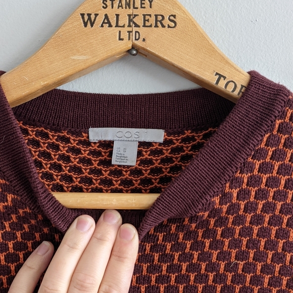 COS Raised Knit Long Sleeve Dress Orange Plum XS - Picture 4 of 8